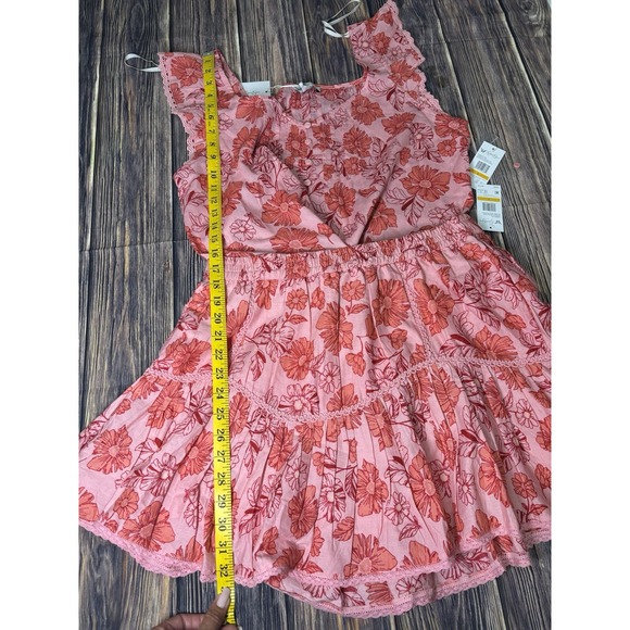 Jessica Simpson Womens Flowers 2 Piece Sleeveless Top Pleated Skirt Set Sz L - Picture 12 of 14